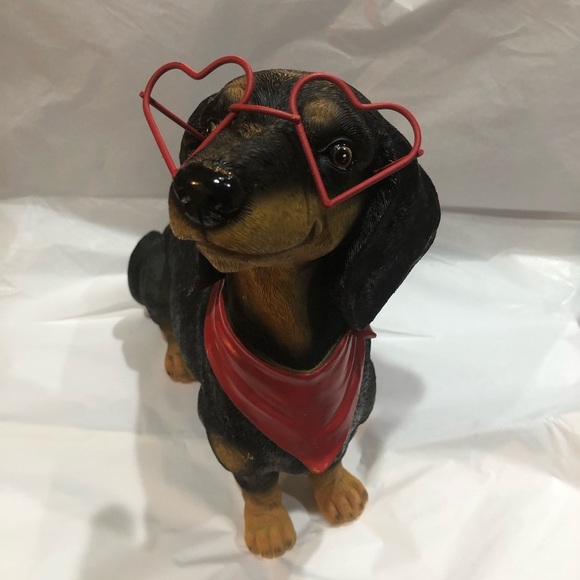 Boutique Other - The most adorable red heart shaped glasses wearing dachshund dog puppy decor new